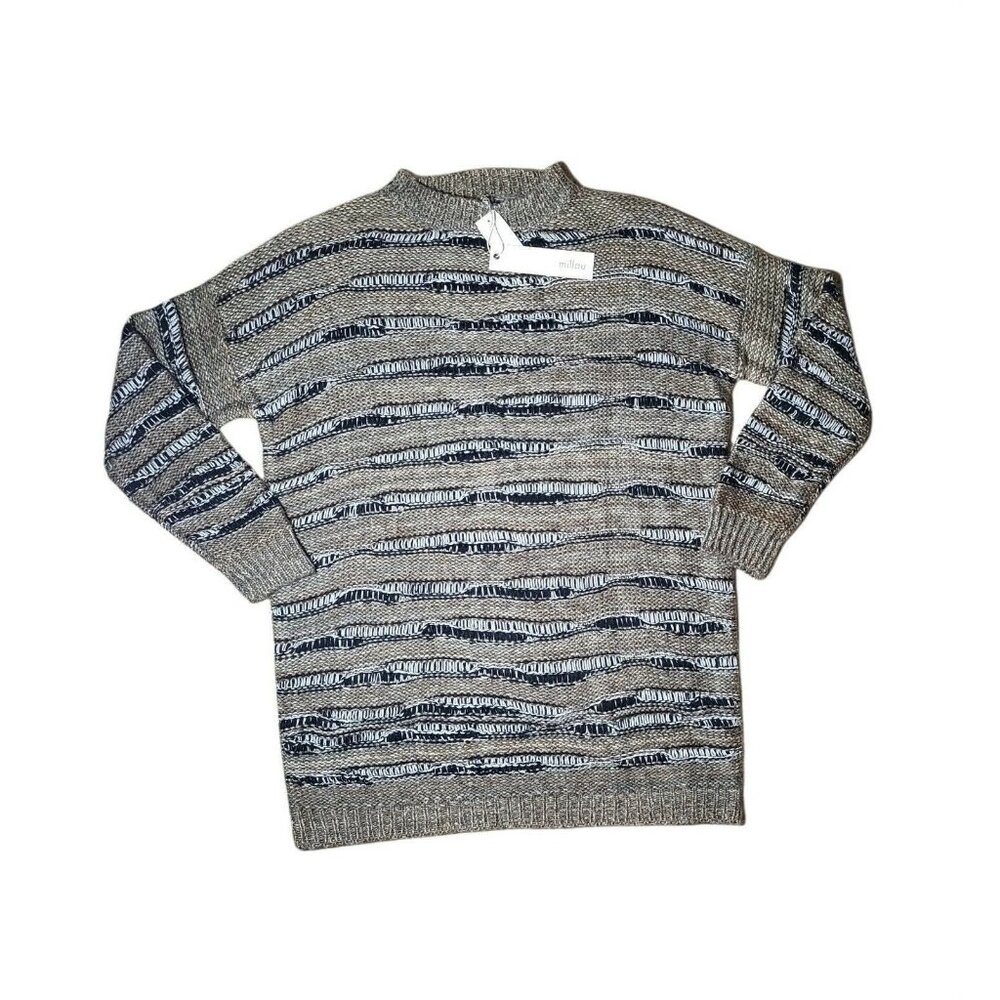 Millau Womens Crew Neck Long Sleeve Over Sized Acrylic Sweater Multi Small New